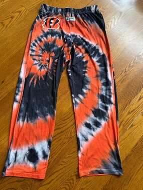 Cincinnati Bengals Zubaz Orange Black Tie Dye Pajama Lounge Pants  Men’s Large